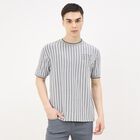 Men's Grey Round Neck Graphic Print T-Shirt, Light Grey, small