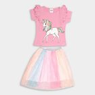 Girls' 100% Cotton Top Skirt, हल्का गुलाबी, small image number null