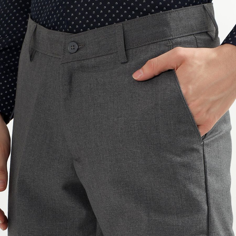Men's Slim Fit Formal Trousers, हल्का ग्रे, large image number null