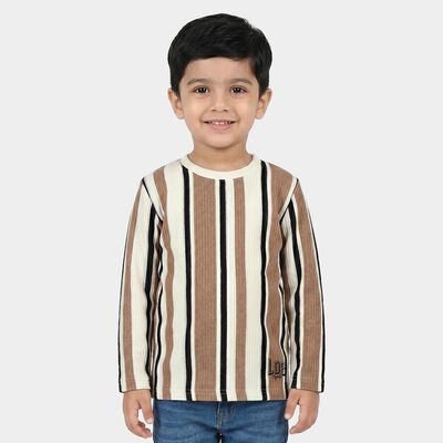 Boys Beige Crew Neck Regular T-Shirt