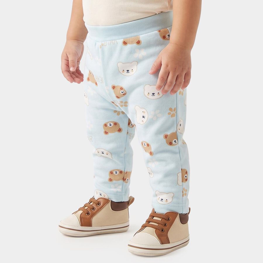Infants' Light Blue Straight Fit Teddy Printed Pyjama, Light Blue, large