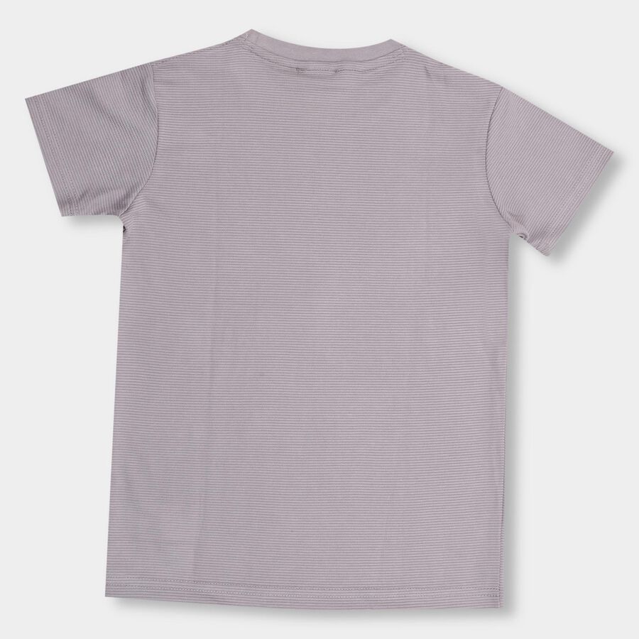 Boys' Light Grey Round Neck Half Sleeves T-Shirt, हल्का ग्रे, large image number null