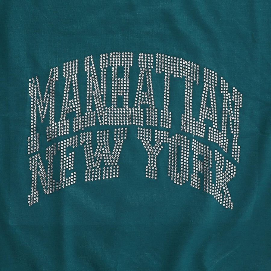 Girls Teal Green Crew Neck Casual Sweatshirt, गहरा हरा, large image number null