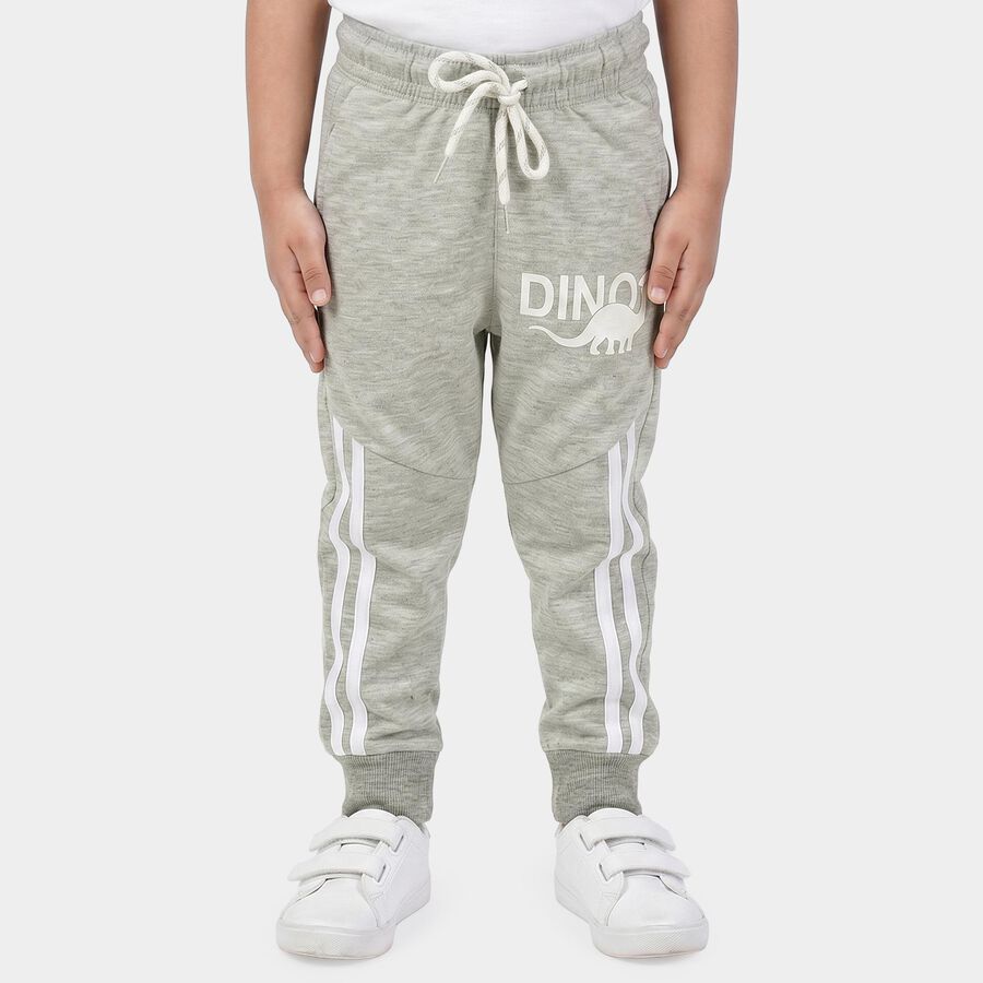 Boys Grey Jogger Graphic Printed Pyjama, Melange Light Grey, large