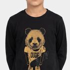 Boys Black Crew Neck Regular Boys T-Shirt, काला, small