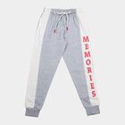Girls' Grey Jogger Fit Typographic Print Pyjama, Light Grey, small