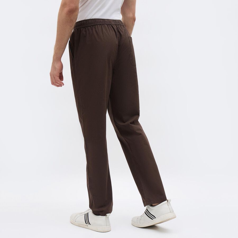 Men's Brown Regular Fit Cotton Track Pants, Brown, large image number null