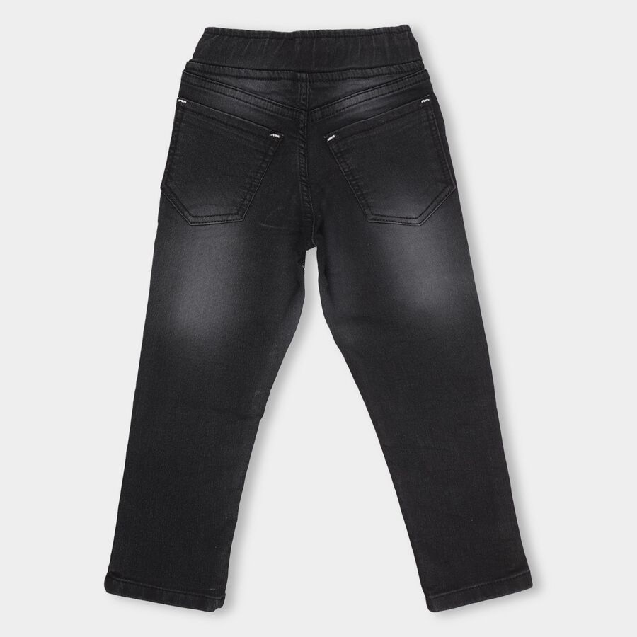 Boys Faded Black Regular Fit Elasticated Jeans, काला, large image number null