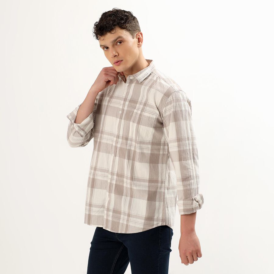 Men's Regular Collar Casual Shirt, Beige, large image number null