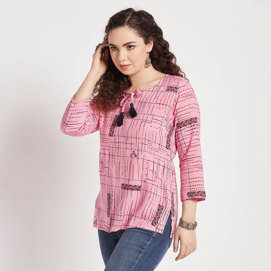 All Over Print Straight Kurti, गुलाबी, large image number null