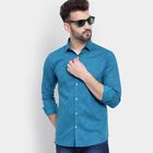 Cotton Printed Casual Shirt, Teal Blue, small image number null