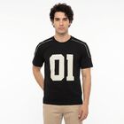 Men's Black Cotton Round Neck Regular T-Shirt, Black, small