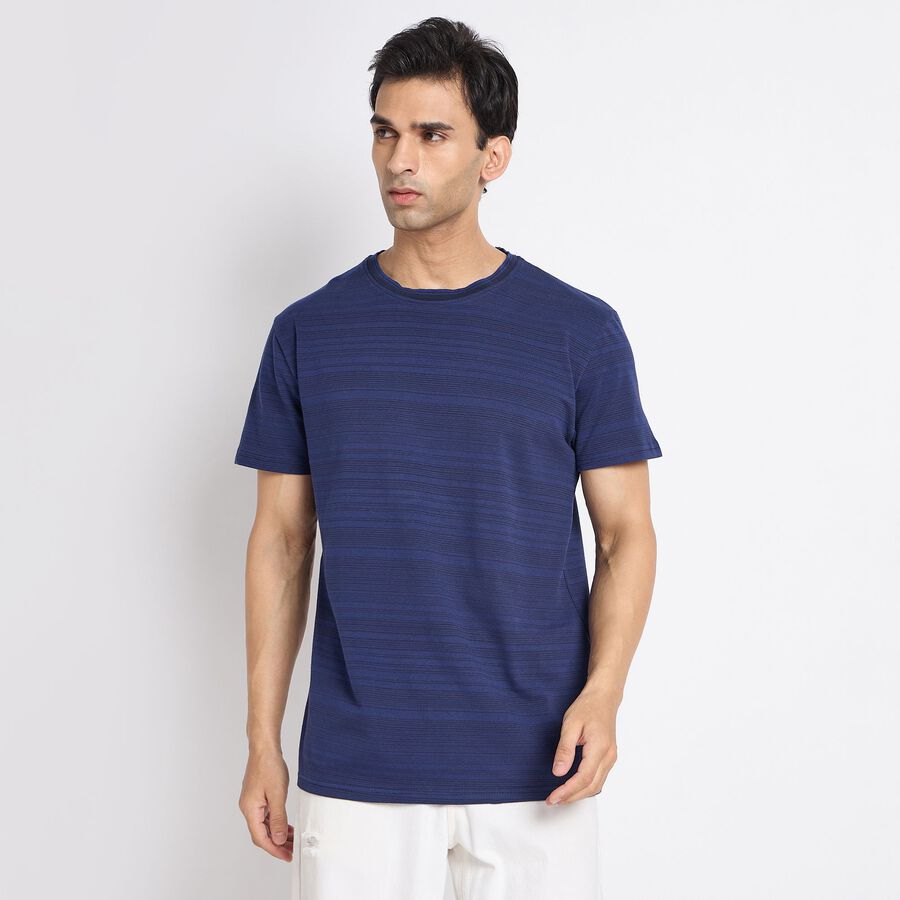 Men's Round Neck Half Sleeves T-Shirt, नेवी ब्लू, large image number null