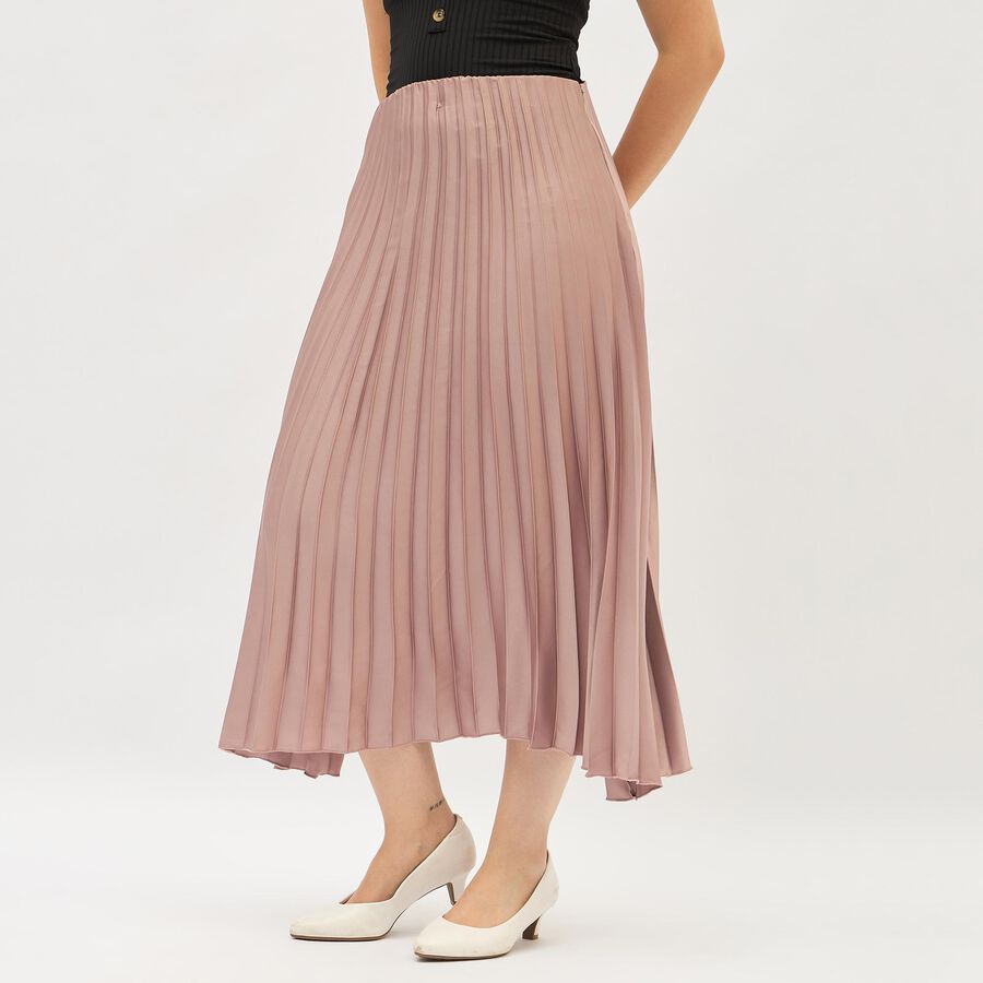 Women's Dusty Mauve Pleated Midi Skirt, Pink, large