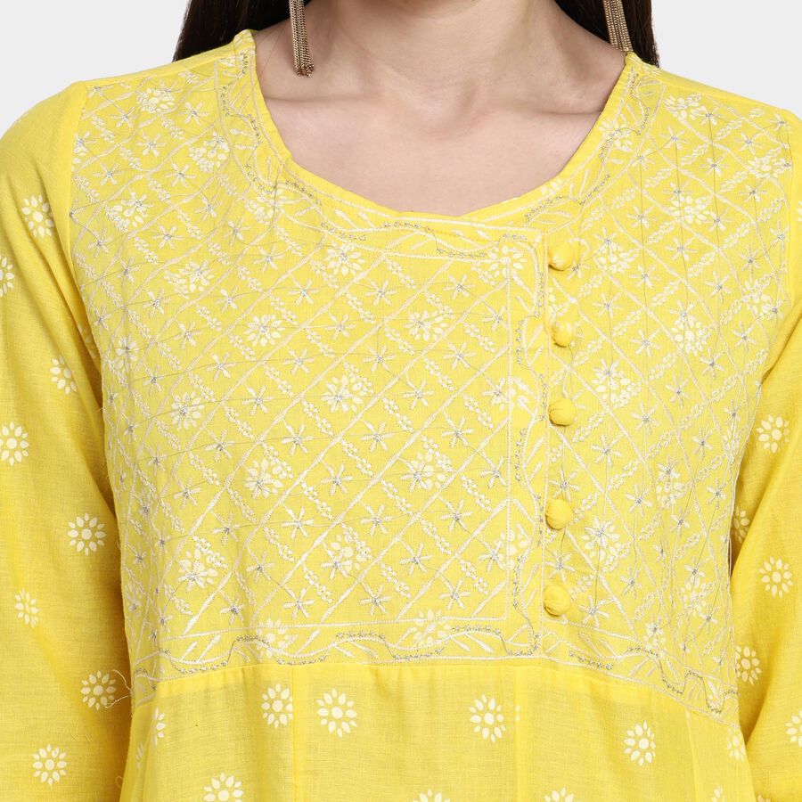 Ladies' 100% Cotton Kurta , पीला, large image number null