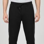 Men's Black Tapered Fit Side-Striped Track Pants, काला, small