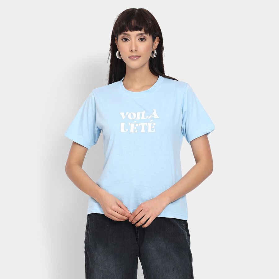 Ladies' Round Neck T-Shirt , हल्का नीला, large image number null