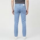 Men's Navy Blue Slim Fit Five Pocket Jeans, आइस ब्लू, small