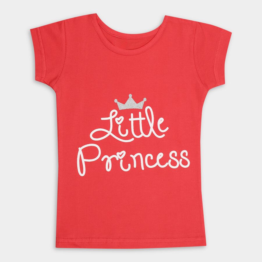 Girls' 100% Cotton T-Shirt, Coral, large