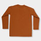 Boys' Warm Terracotta Brown Round Neck Casual T-Shirt, Brown, small image number null