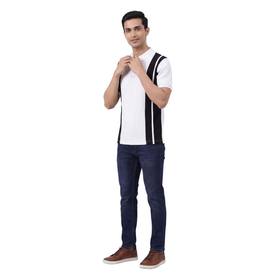 Men's Black Polo Collar Classic T-Shirt, काला, large