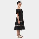 Girls' Black Off Shoulder Fit and Flare Dress, Black, small
