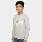 Boys Light Grey Crew Neck Graphic Sweatshirt, Ecru Melange, small image number null