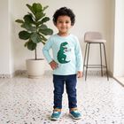 Boys Light Blue Cotton Blend Crew Neck Regular Boys T-Shirt, Light Blue, small