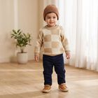 Infants' Beige Crew Neck Pullover, गहरा पीला, small