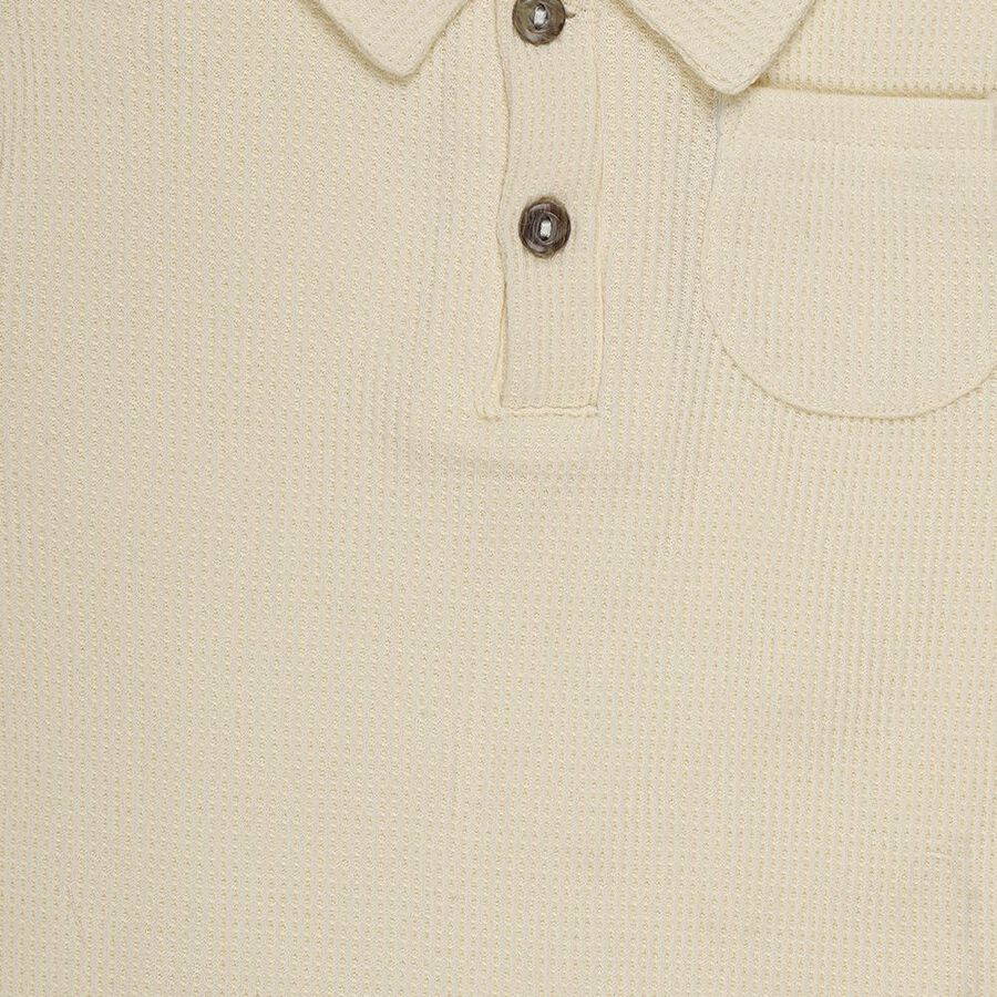 Infants' Beige Cotton Polo Neck Textured Baba Suit, गहरा पीला, large