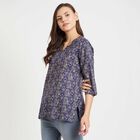 3/4Th Sleeves Straight Kurti, Navy Blue, small image number null
