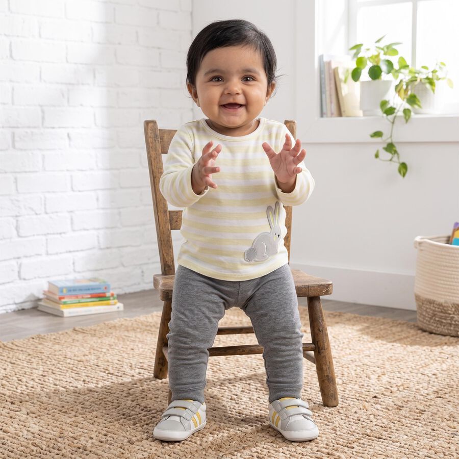Infants Yellow Cotton Round Neck Regular T-Shirt, Yellow, large