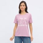 Women's Dusty Pink Round Neck Casual T-Shirt, गुलाबी, small