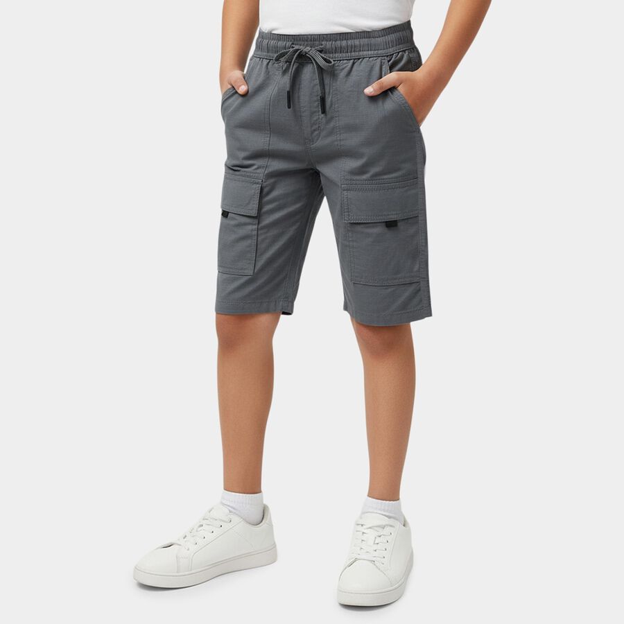 Boys' Light Grey Regular Fit Camo Printed Jamaican Shorts, Light Grey, large