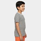 Boys Black Cotton Blend Round Neck Casual Graphic T-Shirt, Black, small