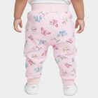 Infants Pink Regular-fit Butterfly Printed Pyjama, हल्का गुलाबी, small