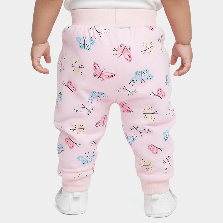 Infants Pink Regular-fit Butterfly Printed Pyjama, हल्का गुलाबी, large