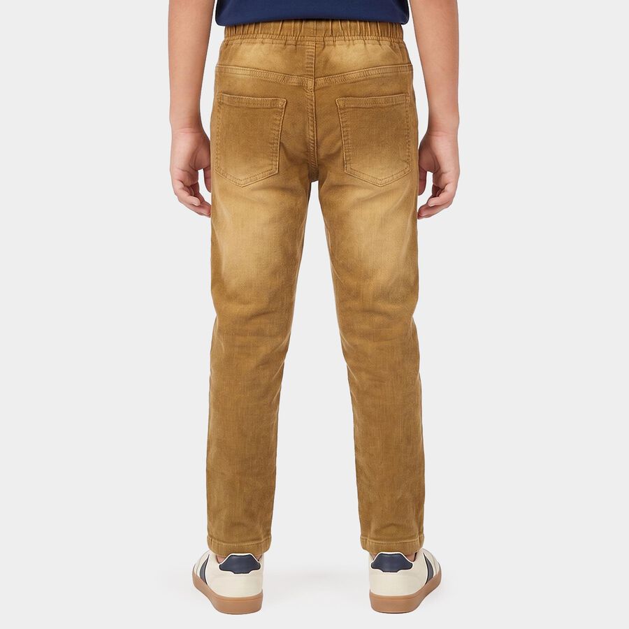 Boys Beige Jogger Fit Washed Jeans, गहरा पीला, large