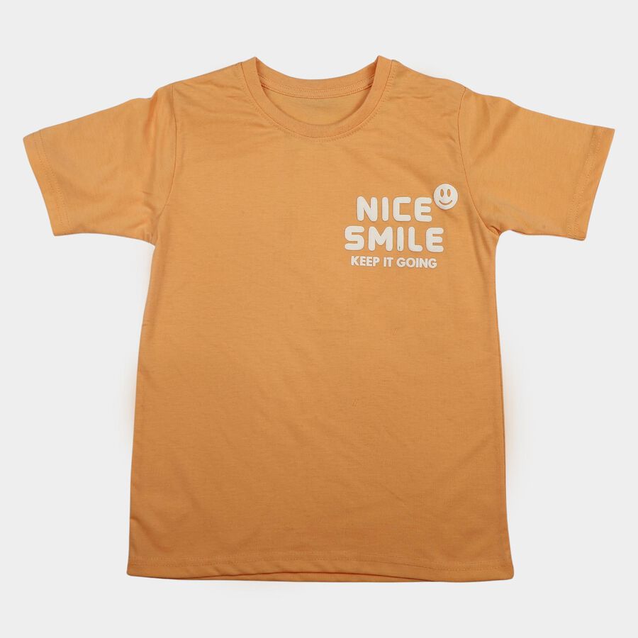 Boys' Half Sleeves T-Shirt, पीच, large