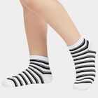 Women's Dark Charcoal Gray and Black Striped Ankle-Length Socks Pack of 3, Assorted, small