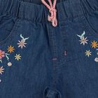 Girls Blue Straight Fit Embroidered Jeans, Mid Blue, small