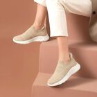 Women's Beige Slip-On Casual Sneakers, Beige, small