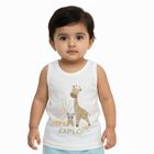 Infants' Bright White Cotton Round Neck Casual Vest, ऑफ व्हाइट, small image number null
