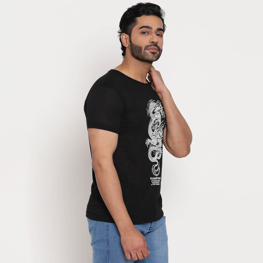 Round Neck T-Shirt, Black, large image number null