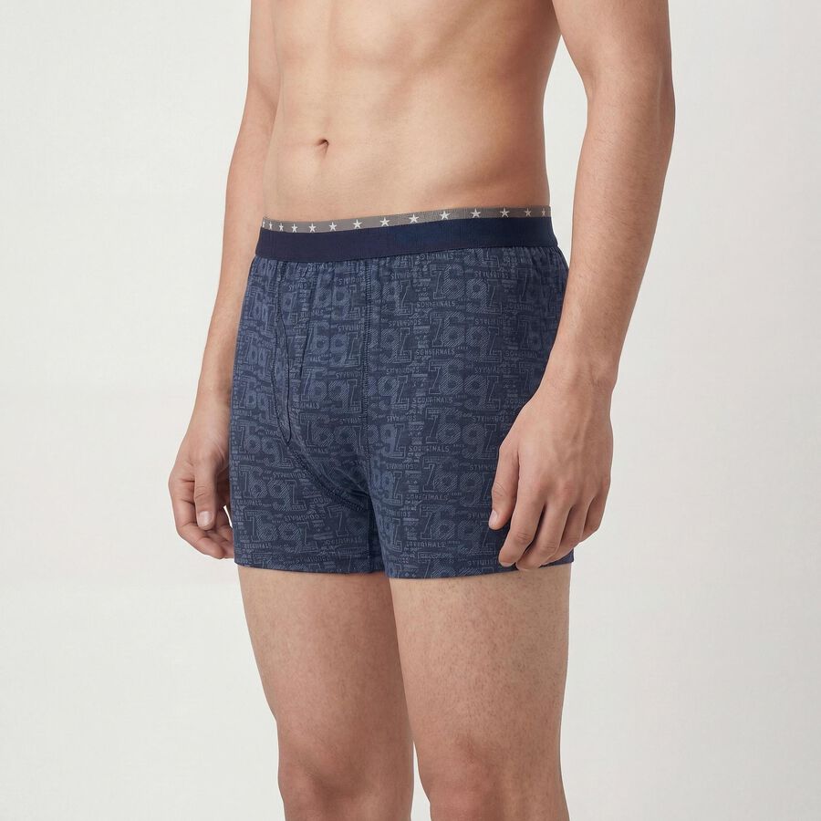 Men's Navy Blue Regular Fit Solid Trunks, नेवी ब्लू, large