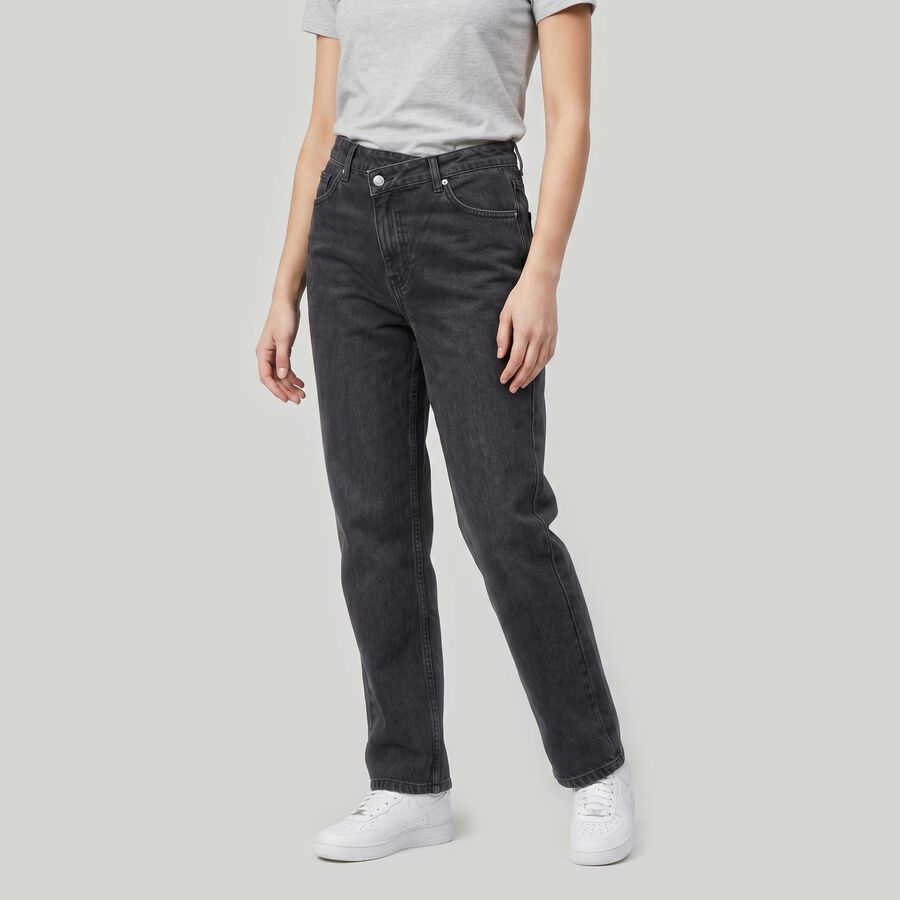 Women's Grey Straight Fit Washed Jeans, Light Grey, large