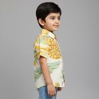 Boys Bright Yellow Cotton Half Sleeve Classic Collar Casual Shirt, Beige, small image number null