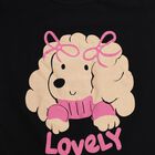 Girls' Black Round Neck Casual T-Shirt, काला, small