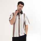 Men's Beige and Brown Round Neck Casual T-Shirt, गहरा पीला, small
