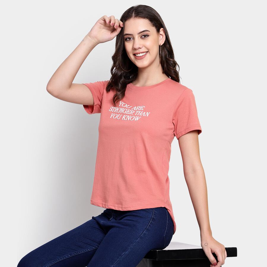 Ladies' Round Neck T-Shirt , गुलाबी, large image number null